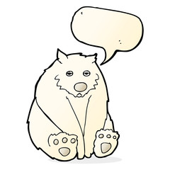 cartoon unhappy polar bear with speech bubble