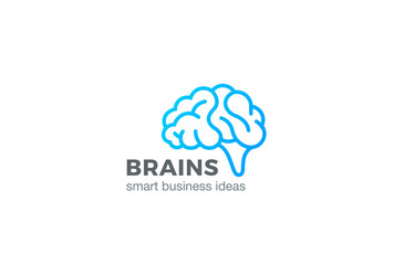 Brain Logo silhouette design vector.  Brainstorm think idea