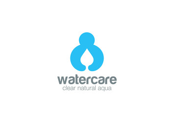 Water droplet holding Logo design. Waterdrop aqua drop icon