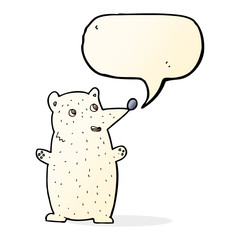 funny cartoon polar bear with speech bubble