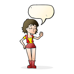 cartoon cool girl with speech bubble