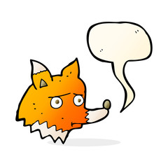 cartoon unhappy fox with speech bubble