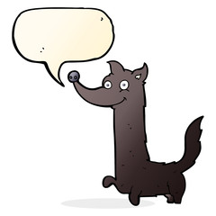 cartoon happy dog with speech bubble
