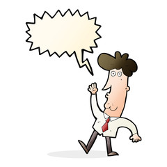 cartoon office man with speech bubble
