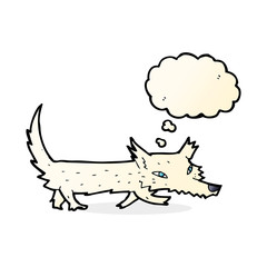 cartoon little wolf with thought bubble