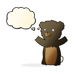 cute cartoon black bear with thought bubble