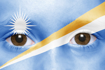 human's face with marshall islands flag