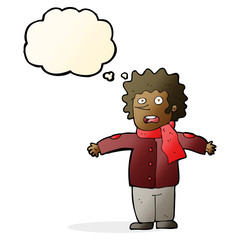 cartoon surprised man with thought bubble