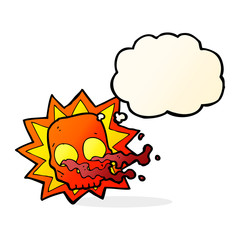 cartoon halloween skull symbol with thought bubble