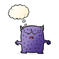 cartoon little alien with thought bubble