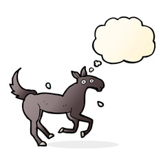 Fototapeta premium cartoon horse sweating with thought bubble