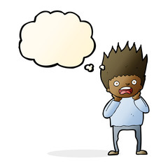 cartoon man panicking with thought bubble