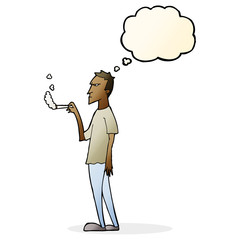 cartoon annoyed smoker with thought bubble