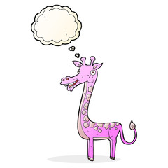 cartoon giraffe with thought bubble
