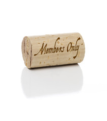 Members Only Branded Wine Cork on White