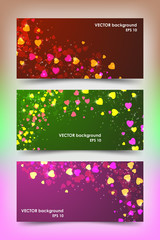 Fototapeta na wymiar Colored banner templates with little hearts.