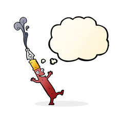 cartoon pen character with thought bubble