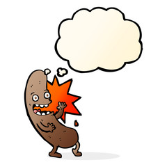 cartoon sausage with thought bubble