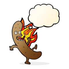 crazy cartoon sausage with thought bubble