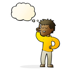 cartoon man with idea with thought bubble