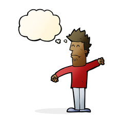 cartoon stressed man with thought bubble