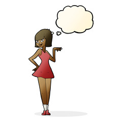 cartoon pretty woman with thought bubble