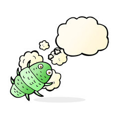 cartoon bug with thought bubble
