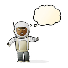 cartoon astronaut with thought bubble