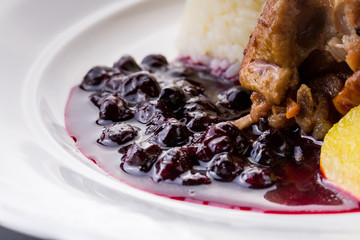 Roasted duck breast salad with rice