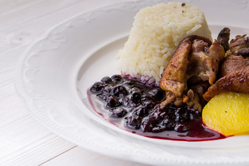 Roasted duck breast salad with rice