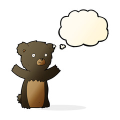 cartoon black bear cub with thought bubble