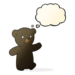 cartoon black bear cub with thought bubble