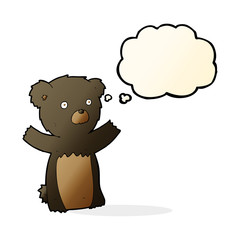 cartoon black bear cub with thought bubble