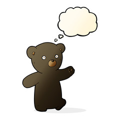 cartoon black bear cub with thought bubble