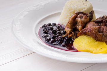Roasted duck breast salad with rice