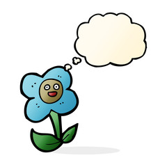 cartoon flower with face with thought bubble