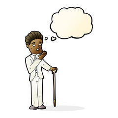 cartoon shocked gentleman with thought bubble
