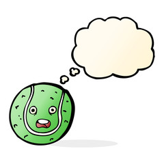 cartoon tennis ball with thought bubble