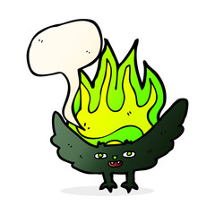 cartoon spooky vampire bat with thought bubble