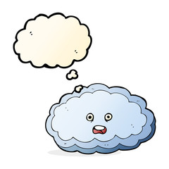 cartoon decorative cloud with thought bubble