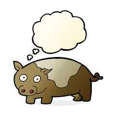 cartoon pig with thought bubble