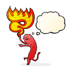cartoon gross little monster with thought bubble