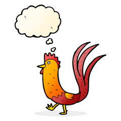 cartoon cockerel with thought bubble