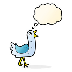 cartoon bird with thought bubble