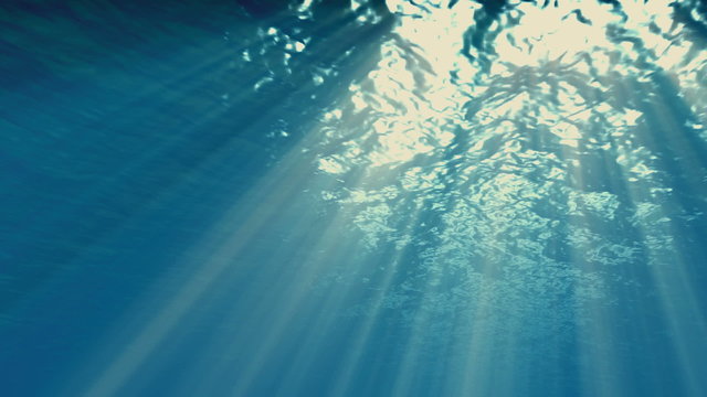 Underwater sunbeams Effect, Ocean waves