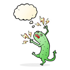 cartoon little monster with thought bubble
