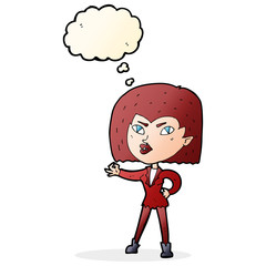 cartoon vampire girl with thought bubble