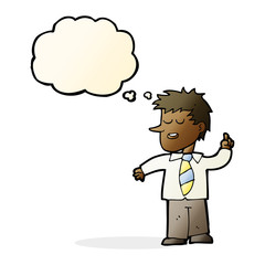 cartoon man with good idea with thought bubble