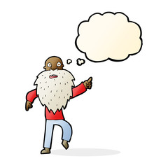 cartoon stressed old man with thought bubble