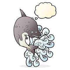 cartoon shark with thought bubble